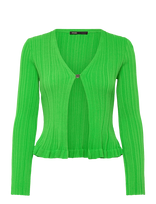 Maje - Ribbed And Ruffled Knitted Cardigan - Megztinis - Žalia