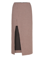 Maje - Midi Skirt With Houndstooth Slit - Iki kelių ir midi sijonai - Ruda