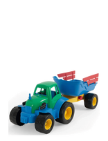 Dantoy - Classic Recycled Tractor W/ Trailer, Plastic Wheel - Traktoriai - Mėlyna