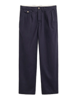 Gant - Rel Pleated Cotton Twill Chinos - Chino stiliaus kelnės - Tamsiai mėlyna