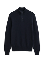 Gant - Supima Cotton Half Buttoned Neck - Polo marškinėliai ilgomis rankovėmis - Tamsiai mėlyna