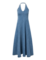 Pieces - Pcfranna Sl Halterneck Dress Dnm D2D - Ilga suknelė - Mėlyna