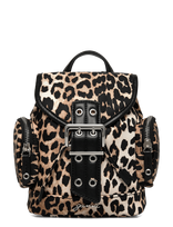 Ganni - Leopard Small Nylon Bucky Backpack - Kuprinė - Ruda