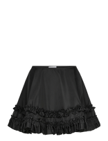 Ganni - Duchesse Nylon Mini Frill Skirt - Trumpas sijonas - Juoda