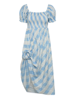 Sleeper - Belle Linen Dress With Rose Detail - Ilga suknelė - Mėlyna