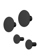 Blomus - Set Of 4 Wall Hooks - Ø 8,5 Cm / Ø 5 Cm - Ponto - Black - Kabliukai - Juoda