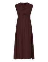 Bubbleroom - Viscose Tie Detail Dress - Ilga suknelė - Ruda