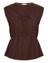 Bubbleroom - Viscose Tie Detail Blouse - Marškinėliai be rankovių - Ruda