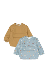 Fabelab - Sleeve Bib 2-Pack - Little Flyers A - Kombinezonas ilgomis rankovėmis - Ruda