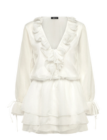 Gina Tricot - Long Sleeve Frill Mini Dress - Trumpa suknelė - Balta