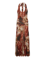 Bardot - Sariba Halter Mesh Midi Dress - Iki kelių ir midi suknelės - Oranžinė