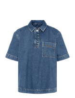 Lacoste - Oversized  Denim Polo Shirt - Džinsiniai marškiniai - Mėlyna
