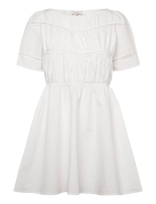 By Ti Mo - Poplin Decorated Dress - Trumpa suknelė - Balta