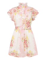 By Ti Mo - Linen Ruffle Dress - Trumpa suknelė - Rožinė