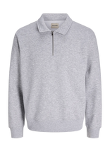 Jack & Jones - Jjbradley Sweat Zip Polo - Polo marškinėliai ilgomis rankovėmis - Pilka