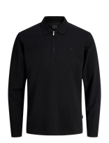 Jack & Jones - Jprblaethan Ls Zip Polo - Marškinėliai ilgomis rankovėmis - Juoda