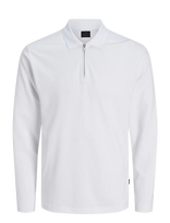 Jack & Jones - Jprblaethan Ls Zip Polo - Marškinėliai ilgomis rankovėmis - Balta