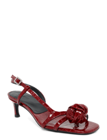 ROTATE - Mid Heel Knot Patent Croc Strappy Sandal - Sandalai su kulniukais - Burgundiška splava