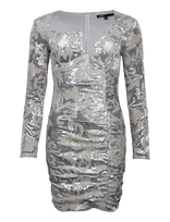 Maje - Sequin-Embroidered Velvet Dress - Trumpa suknelė - Sidabro