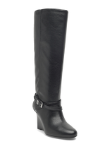 GANNI - Kat Slim Slouchy Boot Crinkle Oleatex - Ilgaauliai batai - Juoda