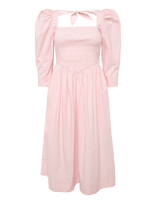 GANNI - Cotton Poplin Open Neck Smock Dress - Vasarinė suknelė - Rožinė