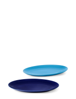 Lyngby Porcelæn - Rhombe Color Ovale Dishes 35X26,5 Dark Blue, 28.5X21.5 Blue - Vakarienės lėkštės - Mėlyna