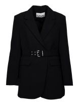 Ganni - Bonded Crepe Blazer - Diržu sujuostas švarkas - Juoda