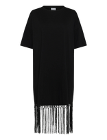 Vila - Vikata 2/4 Oversize Fringe Dress - Iki kelių ir midi suknelės - Juoda