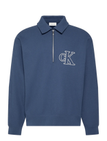 Calvin Klein Jeans - Ls Dbl Knit Rib Logo Applique Zi - Polo marškinėliai ilgomis rankovėmis - Tamsiai mėlyna