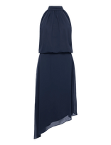 Bubbleroom - Asymmetric Chiffon Halterneck Dress - Ilga suknelė - Tamsiai mėlyna
