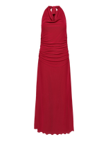 Bubbleroom - Drapy Halterneck Mesh Dress - Ilga suknelė - Raudona