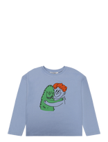 Bobo Choses - Hug Hairy Monster T-Shirt Top - Ilgarankoviai marškinėliai - Mėlyna