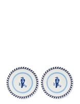 POLSPOTTEN - Plates Bird Patterned Set 2 - Vakarienės lėkštės - Tamsiai mėlyna