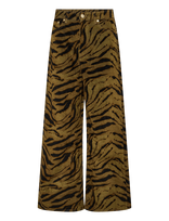 Ganni - Khaki Printed Denim Baggy Jeans - Platūs džinsai - Chaki spalva