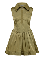Ganni - Boa Dress In Green Nylon - Trumpa suknelė - Chaki spalva