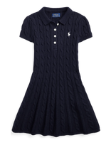 Ralph Lauren Kids - Cable-Knit Cotton Polo Sweater Dress - Suknelė trumpomis rankovėmis - Tamsiai mėlyna
