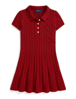 Ralph Lauren Kids - Cable-Knit Cotton Polo Sweater Dress - Suknelė trumpomis rankovėmis - Raudona