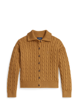 Ralph Lauren Kids - Cable-Knit Collared Cardigan - Lengva striukė - Ruda