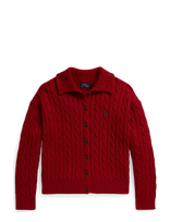 Ralph Lauren Kids - Cable-Knit Collared Cardigan - Lengva striukė - Raudona
