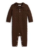 Ralph Lauren Baby - Cable-Knit Cotton Polo Coverall - Marškinėliai ilgomis rankovėmis - Ruda