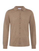 Davida Cashmere - Man Fine Knit Classic Shirt - Polo marškinėliai ilgomis rankovėmis - Smėlio