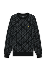 Lyle & Scott - Ladder Tartan Crew Neck Jumper - Apvalios apykaklės megztinis - Juoda