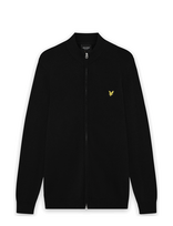 Lyle & Scott - Relaxed Cotton Merino Full Zip Jumper - Megztinis su užtrauktuku - Juoda