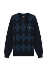 Lyle & Scott - Cotton Merino Argyle Jumper - Apvalios apykaklės megztinis - Tamsiai mėlyna