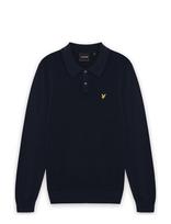 Lyle & Scott - Panelled Waffle Knitted Polo - Marškinėliai ilgomis rankovėmis - Tamsiai mėlyna