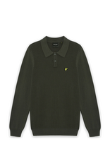 Lyle & Scott - Panelled Waffle Knitted Polo - Marškinėliai ilgomis rankovėmis - Chaki spalva