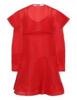 Ganni - Organza Circle Collar Mini Dress - Trumpa suknelė - Raudona