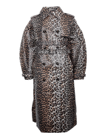 Ganni - Leopard Laminated Cotton Trench Coat - Lietpaltis - Ruda