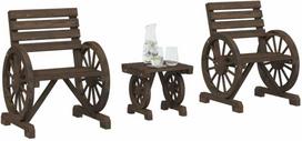 Lauko baldų komplektas Sodo poilsio baldų komplektas, 3 dalių, eglės medienos masyvas