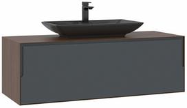 Vonios spintelė su praustuvu Kalune Design Craft, antracito sp./juoda sp./riešuto sp., 50 cm x 120 cm x 400 cm